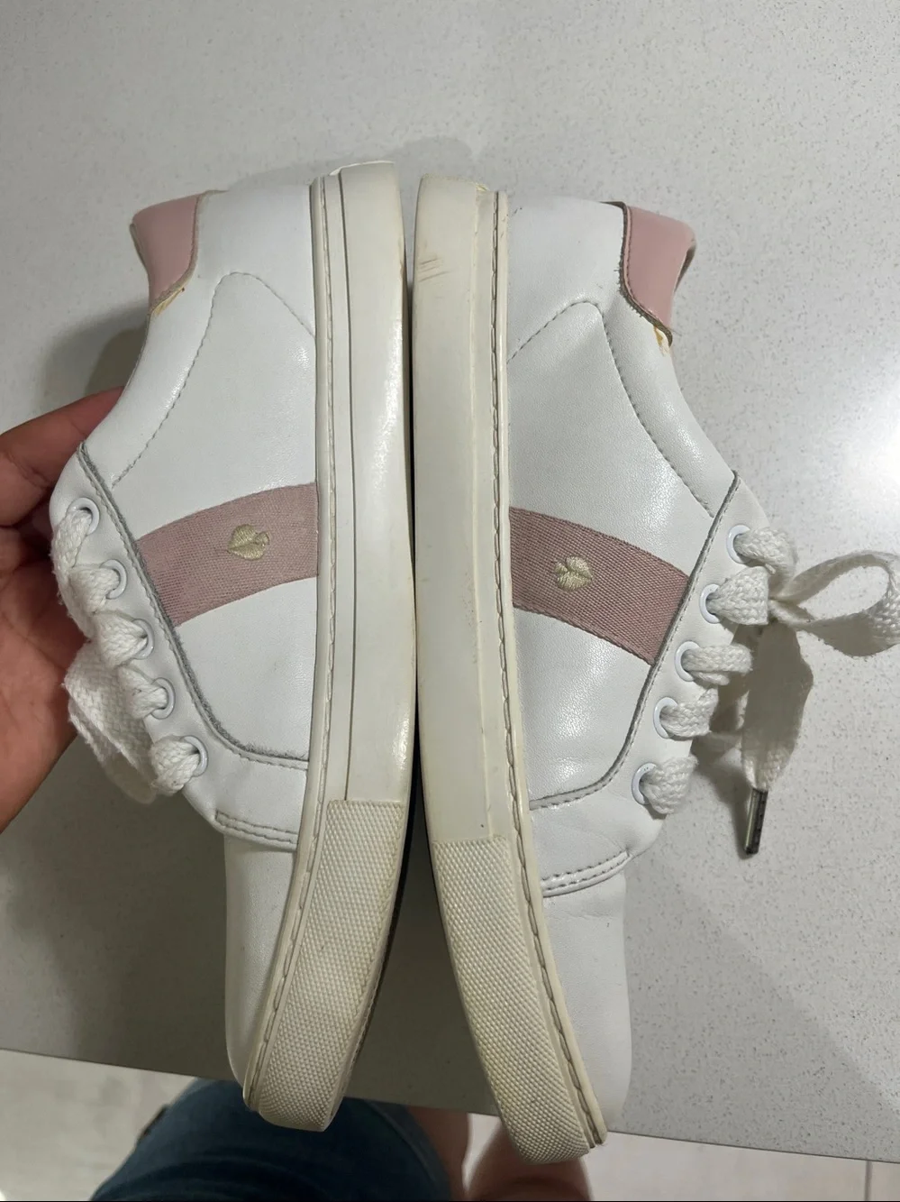 ♠️Kate Spade Iggy Low Top Court Sneakers White / Rose Smoke Pink sz8